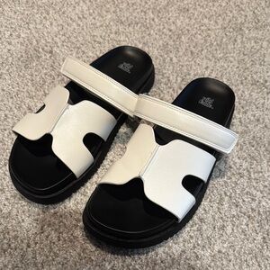 White Slide Sandals